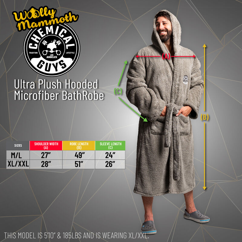 Chemical Guys Wooly Mammoth Ultra Plush Hooded Microfiber Bath Robe - XL/XXL - Auto Obsessed