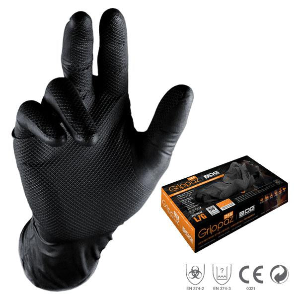Grippaz 246 Ambidextrous Nitrile Gloves 50 Pack Black - Auto Obsessed