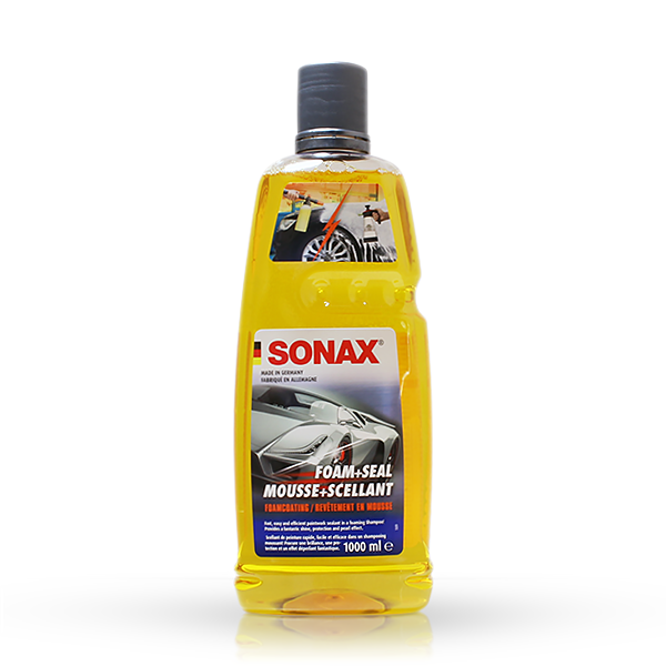 SONAX Foam + Seal 1L wash and seal shampoo available at Auto Obsessed Canada