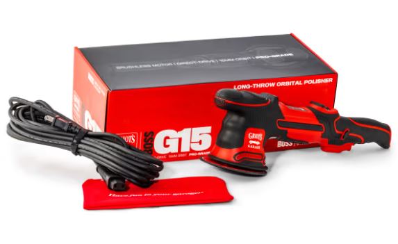 Griot's Garage BOSS G15 Brushless Long-Throw Orbital Polisher included in box at Auto Obsessed