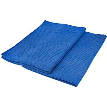 The Rag Company Waffle-Weave Royal Blue Microfiber Towel 16" x 24" 2 Pack - Auto Obsessed