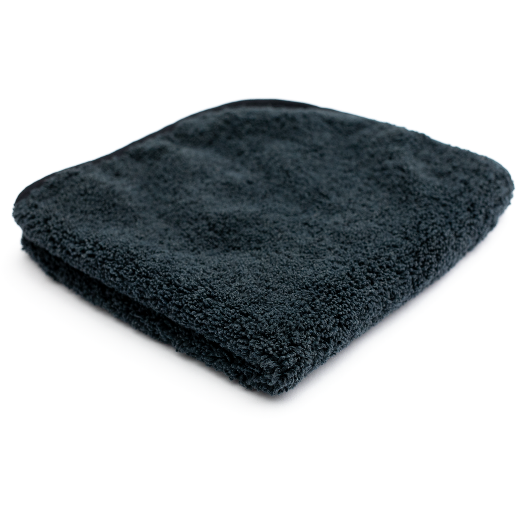 The Rag Company Spectrum 420 Dual-Pile Black Microfiber Towel 16" x 16" - Auto Obsessed